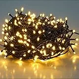 SALCAR 15m 220er Lichterkette Weihnachten LED Deko, 31V Christbaumbeleuchtung Weihnachtsbeleuchtung Außen mit 8 Modi und Memory-Funktion, Warmweiß