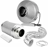 iPower glfanxinl4filt4 m 4-Zoll Carbon Filter w/1050 + IAV Australien Virgin anthrazit, Pre-Filter enthalten, wendbar Flansch und High CFM Inline anstrengenden Fan Combo für Pflanze Keimung