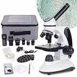 BEBANG Mikroskop für Kinder Studenten Erwachsene 40–2000x Vergrößerung Professionelle Biologische Mikroskope,LED-Beleuchtung bildungstechnisches Mikroskop mit Kits,15 Dias für Labor-Klasse Studie
