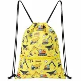 WAWSAM Turnbeutel Kinder, LKW Rucksack mit Kordelzug für Jungen, Wasserdichte Sportbeutel für Sport und Strand, Schwimmtasche kinder mit Reißverschlusstasche für Geburtstag Geschenk