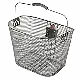 Prophete Fahrradkorb City, abnehmbar, mit Lenkervorbauadapter, passend für Fahrräder mit Federgabel, PE-Kunststoffbeschichtung, engmaschiges Wabengitter, 340 x 250 x 260 mm