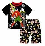 Suyaluoi Jungen Pyjamas Ronaldo No.7 Fans Baumwolle Homewear Pajama Set Langarm Casual Fußball Nachtwäsche Pjs Set (DE/NL/SE/PL, Alter, 10 Jahre, 11 Jahre, Regular, Short red)