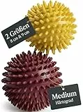 HELDSON® Premium Massageball 2er Set [8cm & 9cm]- Igelball Fußmassage medium, weich - Noppenball - Igelbälle klein - Faszienball Rücken - Massage Ball Faszien - Massageball Fuß - Stachelball Noppen
