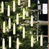 Lewondr Candela Kerzen Weihnachtsbaum, 30 LED Flackernd Flammenlos Clip Weihnachtsbeleuchtung mit Timer Fernbedienung & 4 Modi, Lichterkette Weihnachtsbaum Christbaumschmuck für Weihnachten, Beige