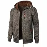 Kapuzenpullover Herren Trainingsjacke Einfarbig Langarm Sweatjacke Mit Reißverschluss Casual Sweatshirt Jacke Zip Up Hoodies Sommerjacke(Kaffee,3XL)