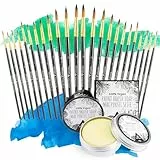 Tritart Pinselset mit Pinselreiniger vegan - 24 Pinsel für Acrylfarben Aquarell Ölfarbe Wasserfarbe - 40g Pinselseife - Pinsel Set zum Malen