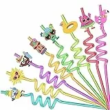 FUNAUPGO 8 Stück Strohhalme Plastik Wiederverwendbare für Kinder Sommer Strand Schwimmbad Harte Trinkhalme Party Ersatzstrohhalme für Gläser Tassen Becher (Hawaii)