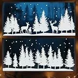 BETESSIN Fensterbilder Weihnachten Selbstklebend - 9 Bögen PVC Fensteraufkleber mit Weihnachtsbaum, Rentier & Schneeflocken Motiven - Weihnachtsdeko Fenster - Fensterdeko für Winter, Weihnachten