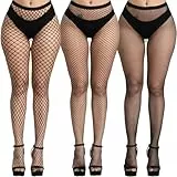 LZL1517 Netzstrumpfhose Schwarz Sexy Strumpfhosen Hohe Taille Netzstrümpfe für Damen (DE/NL/SE/PL, Alphanumerisch, Einheitsgröße, Regular, Regular, Netzstrumpfhose Schwarz 3 Paar - S+M+L/Gitter)