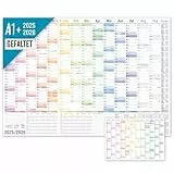 Häfft® XXL Wandkalender Schuljahr 2025/2026 A1 + (89 x 63 cm) groß, gefaltet 'Rainbow' Schuljahreskalender, Schuljahresplaner - nachhaltig & klimafreundlich