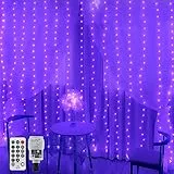 CORST 2 x 2M Lichtervorhang Christmas für Innen Außen,Shwarzlicht UV Lichterkette vorhang Weihnachten, Fenster Vorhanglichter, UV Lichterkette Blacklights Wasserfall licht, 8 Modi, wasserdicht