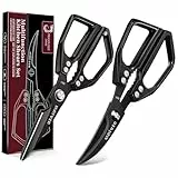 DRAGON RIOT Küchenscheren-Set Schwarz - Professionelles Set aus Meeresfrüchte- & Küchenschere, Scharfe Japanische Fleischschere für Krabben, Garnelen, Hummer, Kräuter und Lebensmittelzubereitung