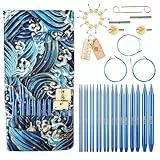 JOZEA Austauschbare Rundstricknadeln mit Etui und Zubehör für arthritische Hände Deluxe-Set, Rund-Aluminium-Set für Strickbegeisterte geeignet,3,00 mm - 6,00 mm