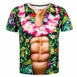 ALISISTER Tshirt Herren Lustig Muskel 3D Druck Coole Pseudomuskeln Männer T-Shirt Party Geschenk Bekleidung, XXL