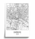Cool Factory Poster Stadtplan A2 | Moderne minimalistische wandbild Stadtkarten | Schwarz Weiß deko haushalt |w anddeko Kunstdrucke für Wanddekoration weltkarte | Geschenk fur haus | Papier 250gr