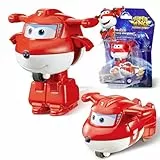 Super Wings Transformations-Flugzeug Jett, 2 in 1 Action Figur, 5 cm großes Flugzeug-Roboter-Spielzeug, Transformable Spielzeug für Jungen und Mädchen ab 3 Jahren