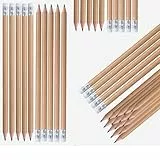 Bleistifte, HB, 100 Stück, Holzbleistifte mit Radiergummi, Naturholz unlackiert, vorgespitzt, 19 cm Länge, Sparpack, Nachhaltig, pencil (Holz)