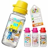 Zauberbande Trinkflasche Kinder auslaufsicher – Bagger – 400 ml – Kinder Trinkflasche Kohlensäure geeignet, BPA-frei aus Tritan, spülmaschinenfest, Easy-Clean – Made in Germany