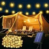 Realky Solarleuchten für den Außenbereich, Garten, 18 m, 100 LEDs, IP65 wasserdicht, 1000 mAh Batterie, Kristallkugel-Lichterkette, 8 Modi, Lichterkette für Garten, Pavillon, Hochzeit, Party, Ostern,