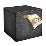 Spardose Erwachsene Groß Edelstahl Safe Sparbüchsen, Muss zum Öffnen Zerbrechen, Geldspardose Geld Sparen für Erwachsene und Kinder, Schwarz 15 * 15cm