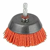 wolfcraft Nylondraht-Topfbürste, aggressiv I 1506000 I Ø 65 mm I zum Entrosten, Reinigen & Polieren, Holz und Metallpflege I Sechskant-Schaft