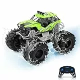Carox Amphibienfahrzeug Ferngesteuertes Auto, 2.4 Ghz 1500mah RC, Wasserdicht Monstertruck Auto Car Pool Strand Spielzeug für Kinder ab 6 Jahre OX21GRE