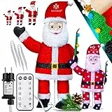 KESSER® Weihnachtsmann LED Santa Weihnachtsfigur Weihnachtsdekoration für Indoor & Outdoor aussen Wetterfest IP44 mit Fernbedienung und Heringe Weihnachtsbeleuchtung weihnachtsdeko 120cm