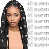 Tyqour 48 Stück Silber Haarschmuck für Zöpfe Dreadlocks Schmuck Silber Haaranhänger Damen Piraten Haarschmuck Braids Schmuck Verstellbar Cuffs Haarperlen Haarspiralen für Braids Zubehör Dekoration