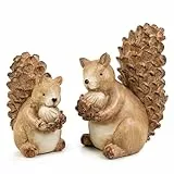 Logbuch-Verlag 2 Eichhörnchen Deko Figuren Paar Tierfiguren Frühling Herbst Gartendeko braun Natur 12 und 15 cm