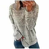 LSAltd Damen Farbblock Kapuzenpullover Herbst Winter V-Ausschnitt Knopfleiste Bluse Pullover Longsleeve Damen Damen Strickjacke Strickkleid Damen Kapuzenpullover Damen Damen Pullover（7-Khaki,M）