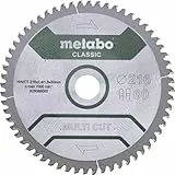 Metabo Sägeblatt 'multi cut - classic', 254x2,6/1,8x30 Z60 FZ/TZ 5°neg (628285000) Durchmesser x Schnittbreite x Bohrung: 254 x 2.6 x 30 mm, Material: HW/CT, Zähnezahl: 60