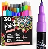 Artistro 30 Acryl Stifte Hohe Qualität, Zeichenset zum Bemalen von Steinen, Keramik, Glas, Holz, Tassen, Metall, Stoff, Leinwand Marker auf Wasserbasis, Extra-Feine Spitze 0,7mm