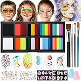 Janolia Gesichtsfarbe Kinderschminke Set, Regenbogen Bodypainting Farben, Wasserbasis Karnevalsschminke, Theaterschminke Faschingsschminke Face Paint, Ideal Kinderschminken Set für Halloween Karneval