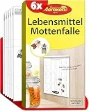 AEROXON Lebensmittelmotten Falle 6X – Pheromonfalle Motten zur gezielten Befallserkennung – Mottenfalle Lebensmittel Küche & Vorratskammer – Mittel gegen Lebensmittelmotten, 6 Wochen Wirkdauer