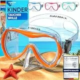 KAIMANA Taucherbrille Kinder inkl. Tragetasche, besonders Bequeme Tauchmaske Kinder mit Silikonband, Orange