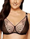 Gorteks Kala-B2 Soft-BH mit Stickerei, Komfort BH Damen mit Bügel, Maxi-Größen Damen Unterwäsche, Transparenter BH Nicht gepolsterter BH für große und kleine Brüste -85C, Schwarz