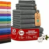 Betz Premium Handtuch-Set mit 10 Teilen – 100% Baumwolle, 4 Handtücher 50 x 100 cm, 2 große Duschtücher 70x140 cm, 2 Gästetücher 30 x 50 cm, 2 Waschhandschuhe, anthrazit