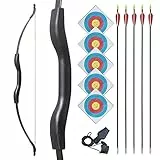 DD&Qarchery Recurvebogen Pfeil und Bogen Erwachsene 53'' Sportbogen Set für Einsteiger Traditionelles Langbogen mit Bogenschießen Zubehör （40LB）