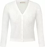 Belle Poque Damen 3/4-Ärmel Ausgehöhlt Cardigan Leichter Knopf Herunter Kurzer Cardigan für Kleider und Röcke