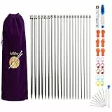 JOZEA Stricknadeln Set,Stricknadeln Metall 11Paare 35cm Stricknadeln Set mit Stricken Zubehör und Aufbewahrungstasche-2.0mm 2.5mm 3.0mm 3.5mm 4.0mm 4.5mm 5.0mm 5.5mm 6.0mm 7.0mm 8.0mm