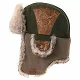 Comhats Unisex warme Fliegermütze Trappermütze Wintermütze Pilotenmütze mit Kunstfell Herren Armygrün L/XL
