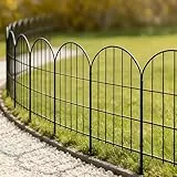 Thealyn dekorativer Gartenzaun, 81 cm hoch x 45 cm breit (10 Paneele, Gesamtlänge 4,5 m), Metall, ohne Eingraben, Außenbegrenzung, Hundeschutzzaun für Blumenbeete, Hof, Tierabsperrung, rechteckig