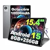 jumper 15,4 Zoll Tablet, Android 15 Tablet mit Helio G99 Octa-Core Prozessor(bis zu 2,2 GHz), Gaming Tablets mit Ständer & Hülle, 8GB RAM 256GB ROM, 10000mAh, BT5.2, 4 Speakers, für Studenten Office
