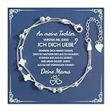 CheersLife Mutter Tochter Armband,Tochter Geschenke von Mama Papa,Kleeblatt Armband Damen,11 12 13 14 15 16 17 18 Geburtstag Mädchen,Weihnachten Valentinstag Geschenke Schulanfang Mädchen