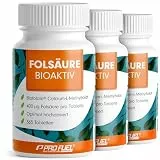 Folsäure BIOAKTIV 400µg - 3x365 Folsäure Tabletten mit Biofolate® L-5-MTHF Folsäure - optimal hochdosiert für Kinderwunsch & Schwangerschaft - laborgeprüft mit Zertifikat - 100% vegan
