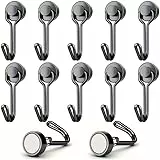 Ronoza 10 Stück Magnethaken Extra Stark,Neodym Magnete Haken 20MM,Magnetische Haken Max Tragfähigkeit 15KG Geeignet für Grill,Küche, Gadgets, Schließfächer, Büro, Kühlschränke (Schwarz)