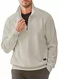 Meilicloth Sweatshirt Herren Pullover Half Zip Sweatshirt Raglan Sweatshirt Rundhals Casual Pulli Winter Männer Polo Sweatshirt Pergament L