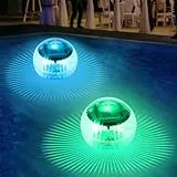 Lotvic 2 Stück Solar Schwimmende Poolbeleuchtung, LED Poolbeleuchtung, Pool Nacht Licht, Wasserdichte LED Poollicht, RGB Multi Mehrfarbige Unterwasser Licht für Schwimmbädern, Wasserparks Verwendet