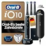 Oral-B iO Series 10 Elektrische Zahnbürste — Electric Toothbrush, Inkl. 3 Aufsteckbürsten, iOSense, Lade-Reise-Etui — 7 Putzmodi für Zahnpflege, Zahnbürste Elektrisch, Designed by Braun, Schwarz