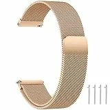 LYYLTX Edelstahl Mesh Uhrenarmband Metall Ersatz Armband Magnetverschluss Smartwatch Schnellverschluss Watch Uhren Ersatzband Für Damen Herren 14mm 16mm18mm 20mm 22mm 24mm (22mm,RoseGold)
